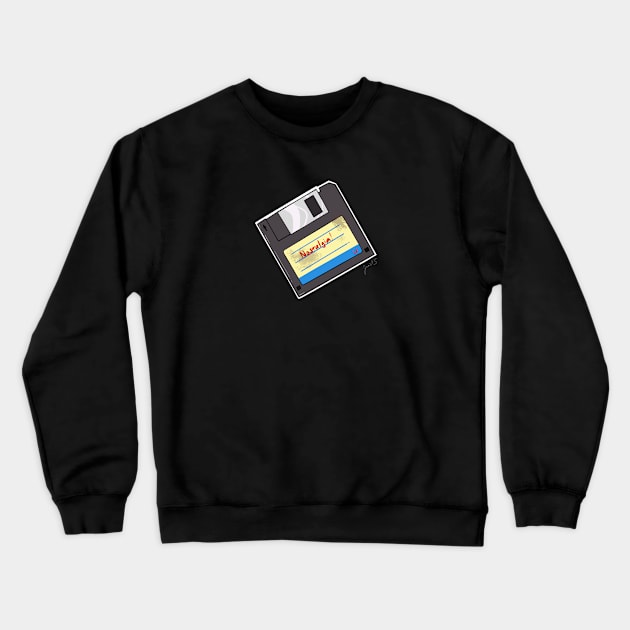 Nostalgic Floppy Disk Crewneck Sweatshirt by Jun Bowman